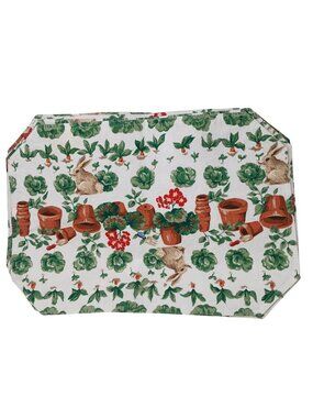 11 VTG Bunny Garden Placemat Set Wilton Court Reversable Cottage Farm Core #D46